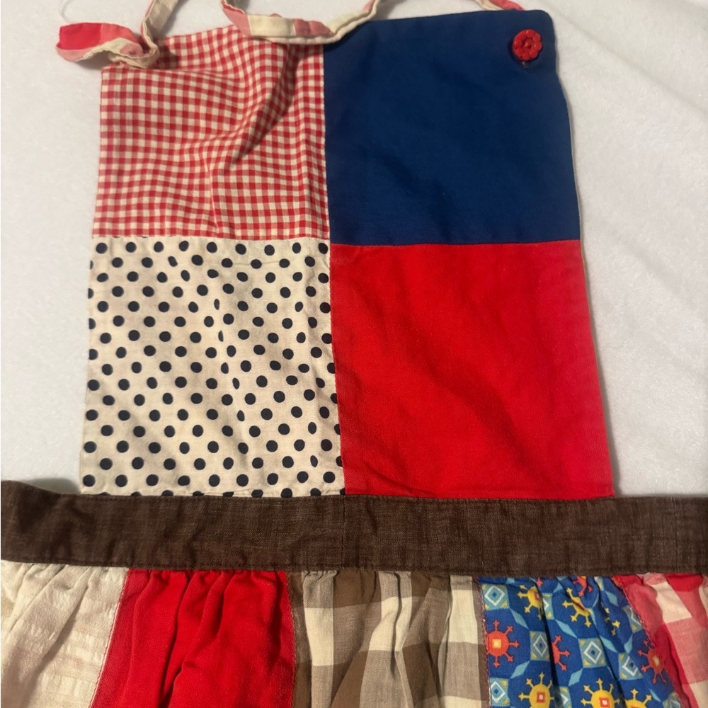 Vintage Reversible Patchwork Apron With Ties- Han… - image 6